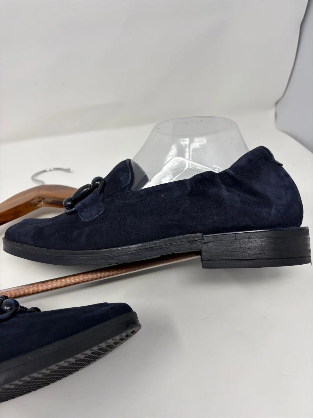 Softwaves Navy Suede Horsebit Loafers Size 8.5 Excellent Condition
